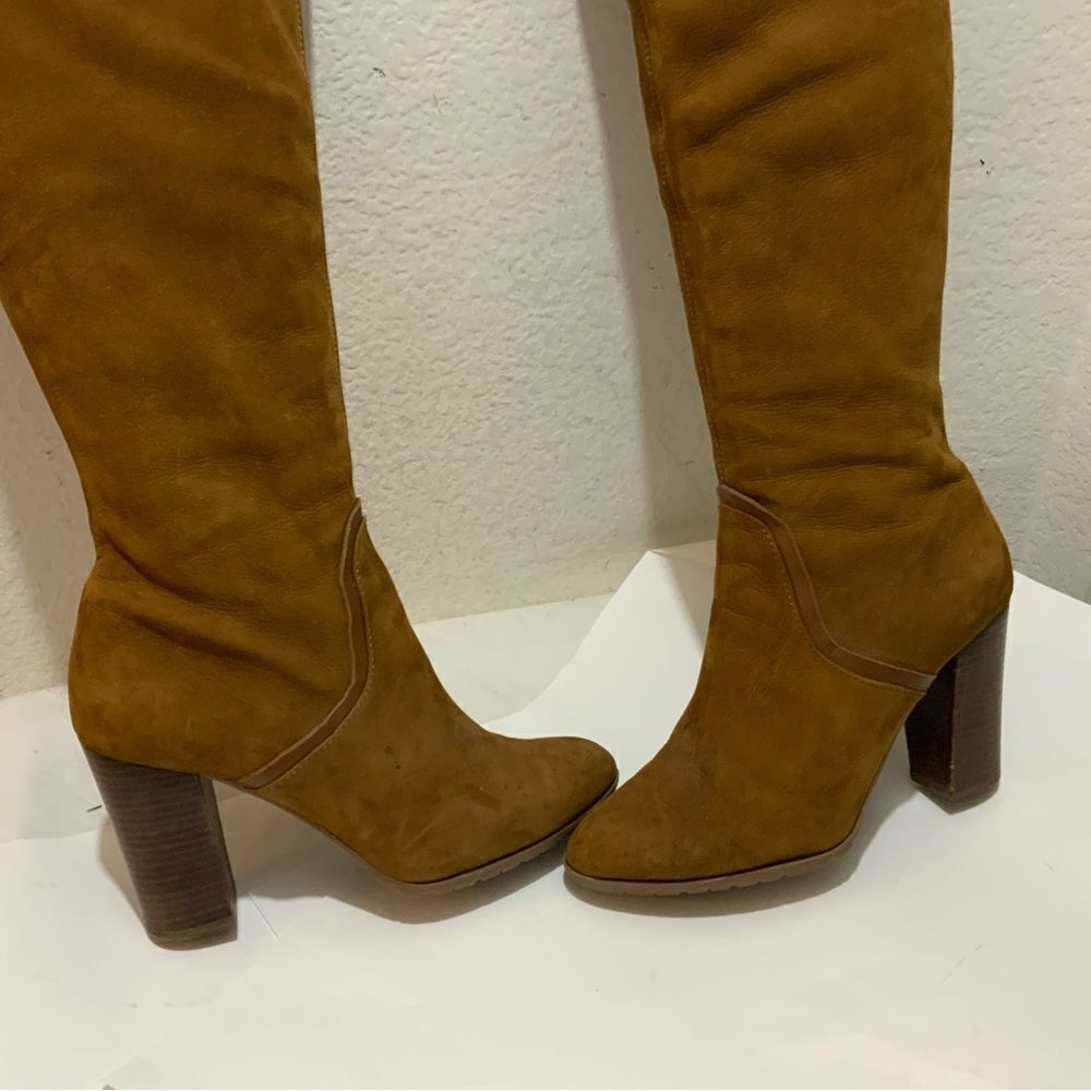 Antonio Melani Womens Brown suede Boots Tall Knee High Stacked Heels Size 9.5M - Picture 3 of 13